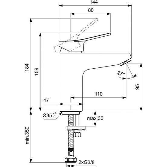 Стоящ смесител за мивка Ideal Standard Dorea BD742AA, хром