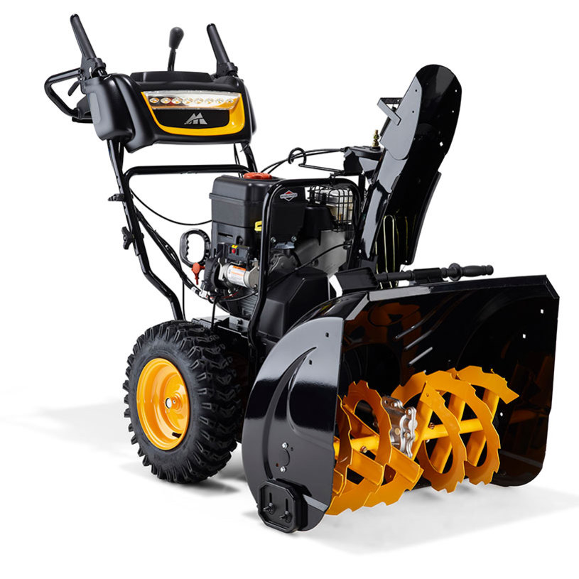 Two-stage system for large volumes of snow