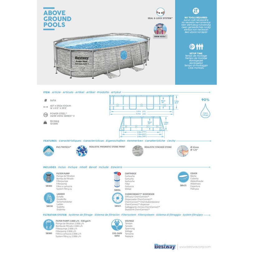 БАСЕЙН 427x250x100 ФИЛ BEST 56714 P ST @ БАСЕЙН 427x250x100 ФИЛ BEST 56714 P ST @