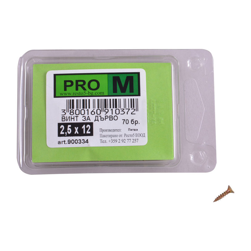 PRO M винт за дърво 2.5 х 12/70бр. PRO M винт за дърво 2.5 х 12/70бр.