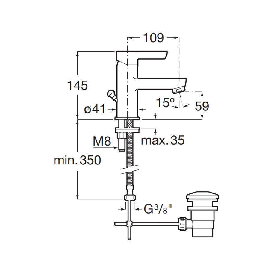 ROCA SAONA Basin Mixer Tap – Deck-Mounted, Single Lever