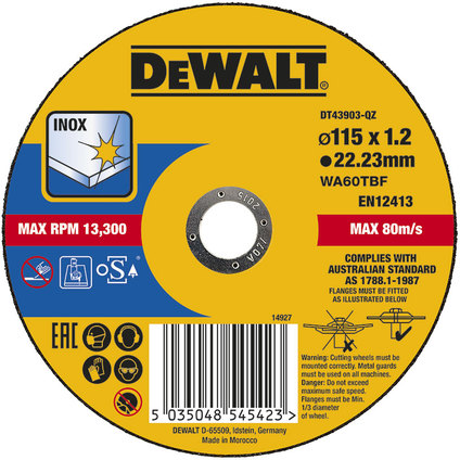 DeWALT диск за метал 115х1.2 mm INOX