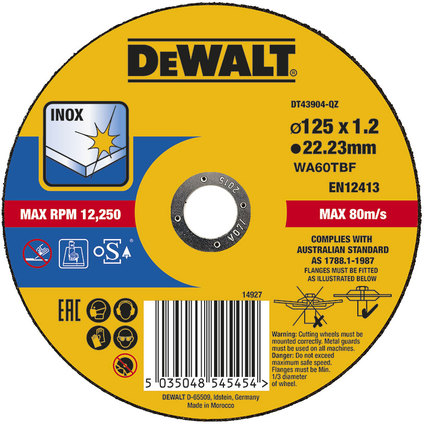 DeWALT диск за метал 125х1.2 mm INOX DeWALT диск за метал 125х1.2 mm INOX