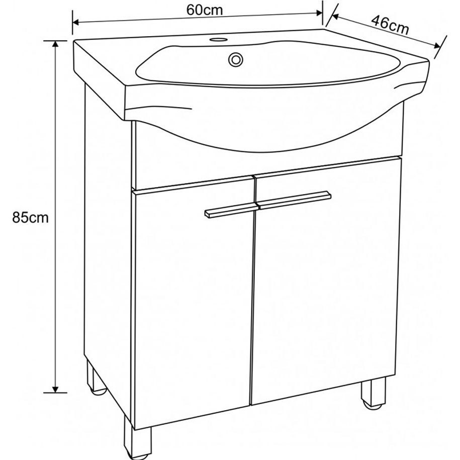 Porcelain basin with tap hole for a deck mixer