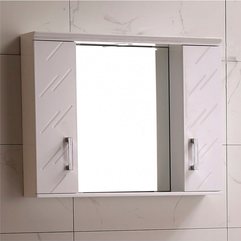 INTER CERAMIC Elmira Bathroom Mirror Cabinet, PVC, White, 70x55x13 cm, LED Light