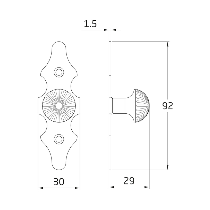 Дръжка с основа мод.101-92x30x1.5, черно Дръжка с основа мод.101-92x30x1.5, черно