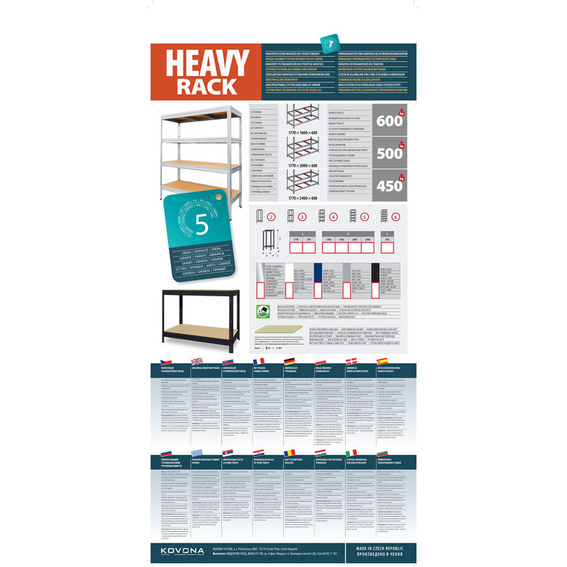 СТЕЛАЖ KOVONA HEAVY RACK 177x160x60/4 B^ СТЕЛАЖ KOVONA HEAVY RACK 177x160x60/4 B^