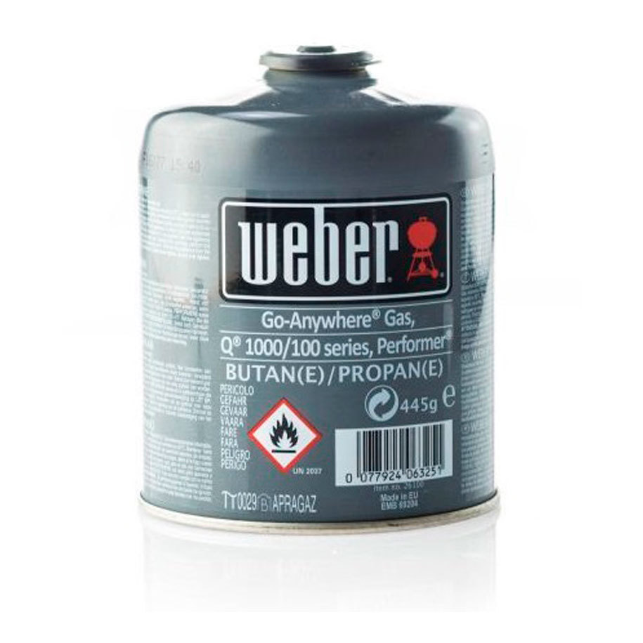 WEBER 17514 Gas Cartridge, 445 g, for Q 100/1000 and Go-Anywhere Grills