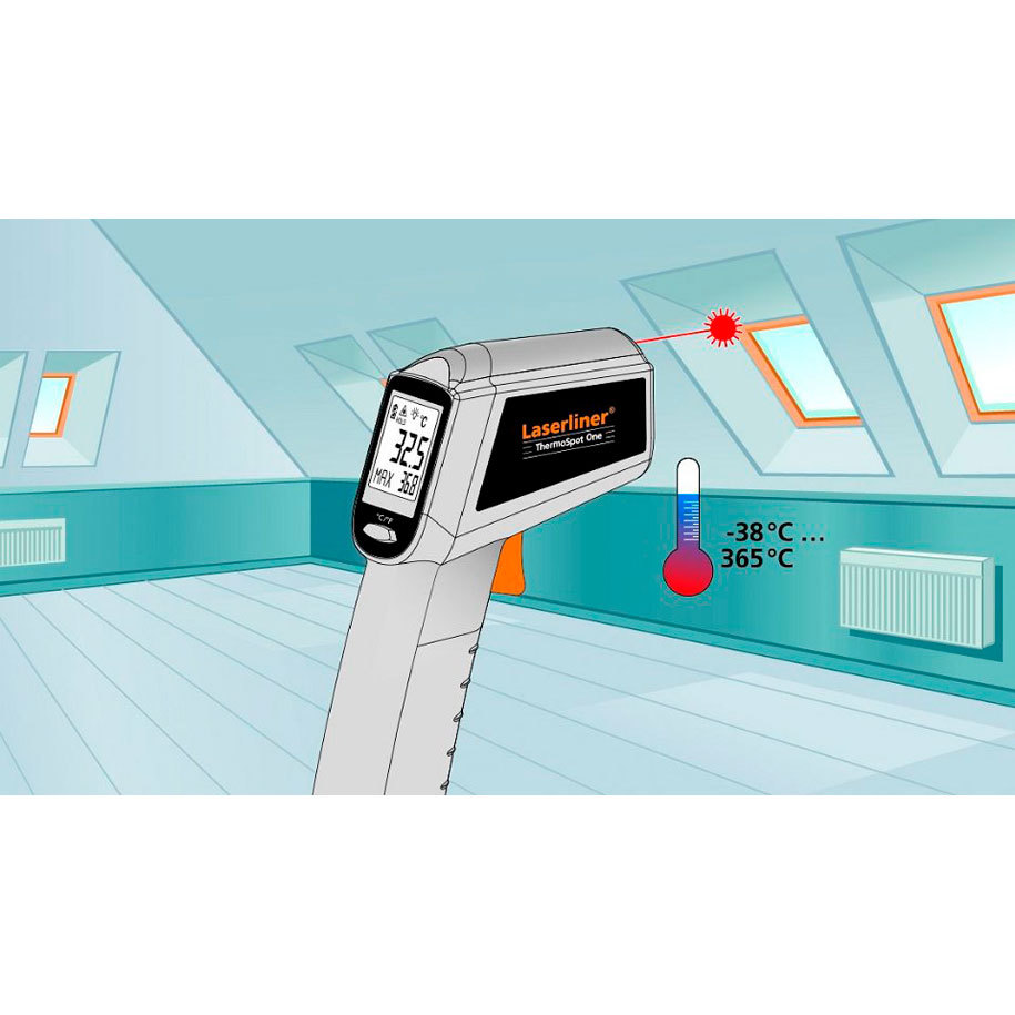 Target laser pinpoints the measured spot
