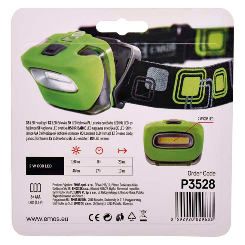 ФЕНЕР ЗА ГЛАВА 2W COB LED P3528 EMOS ФЕНЕР ЗА ГЛАВА 2W COB LED P3528 EMOS