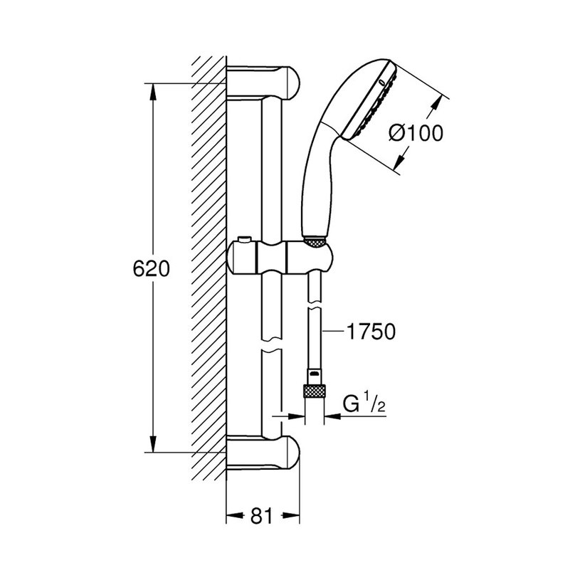 ДУШ КОМПЛЕКТ VITALIO GO 100 26196000 ДУШ КОМПЛЕКТ VITALIO GO 100 26196000