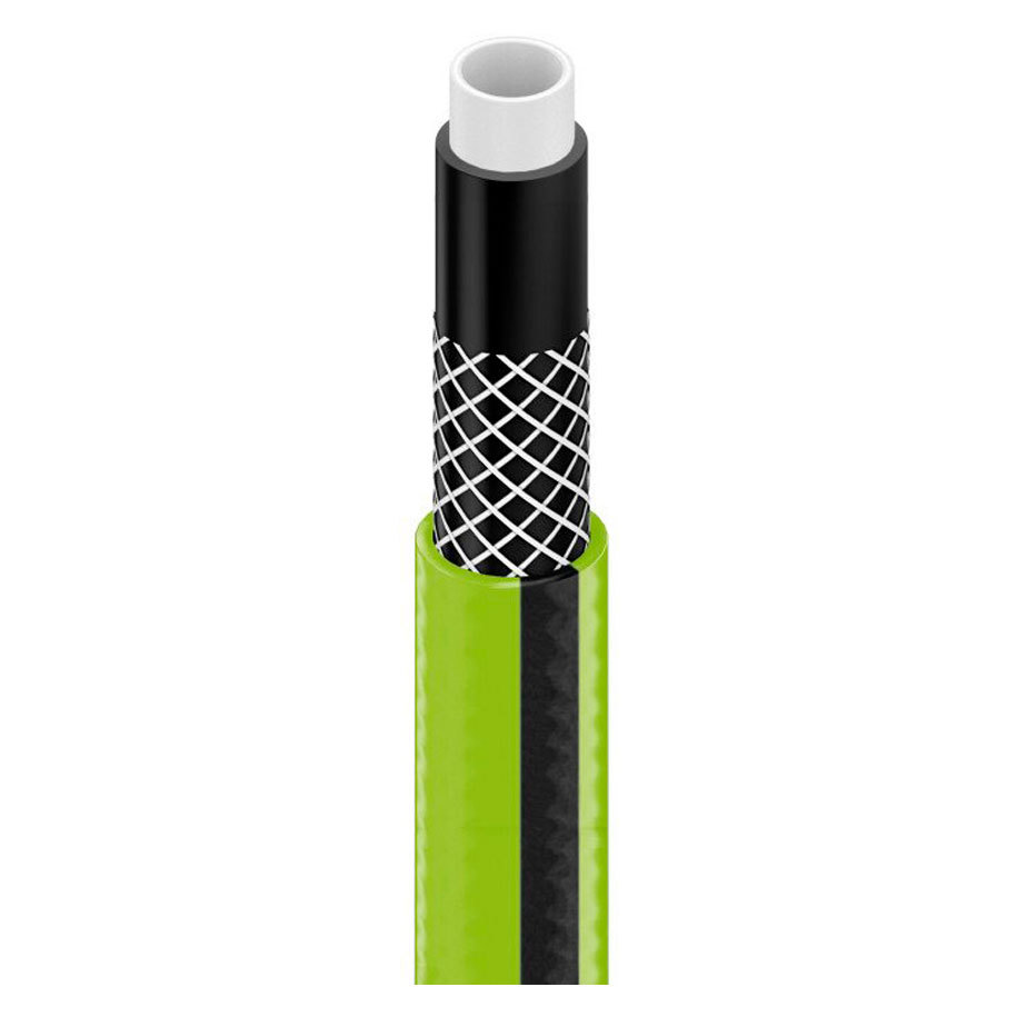 Four-layer hose with cross-woven reinforcement