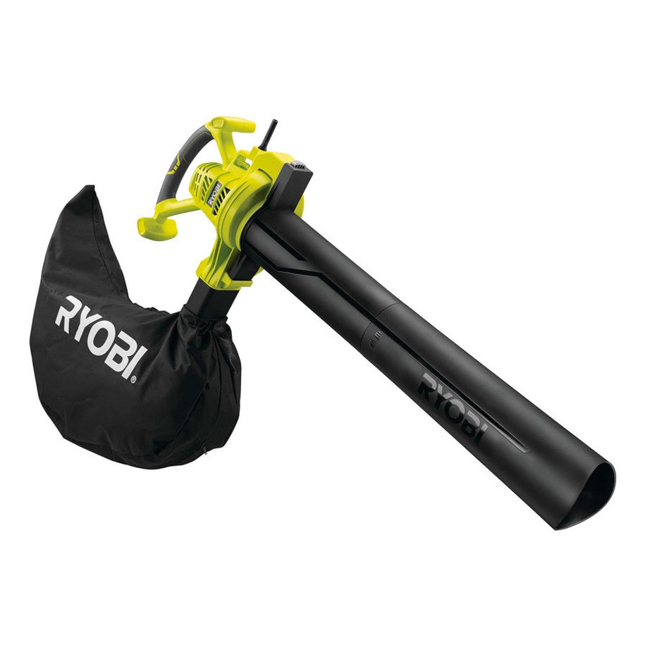 RYOBI RBV3000CSV Electric Leaf Blower Vacuum, 3000 W, 375 km/h Air Speed, 45 L Bag