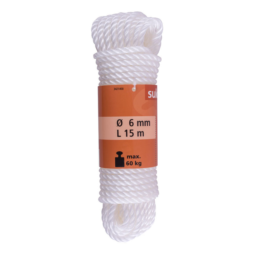 ПОЛИПРОПИЛЕНОВ ШНУР УСУКАН БЯЛ 6MM 15M ПОЛИПРОПИЛЕНОВ ШНУР УСУКАН БЯЛ 6MM 15M