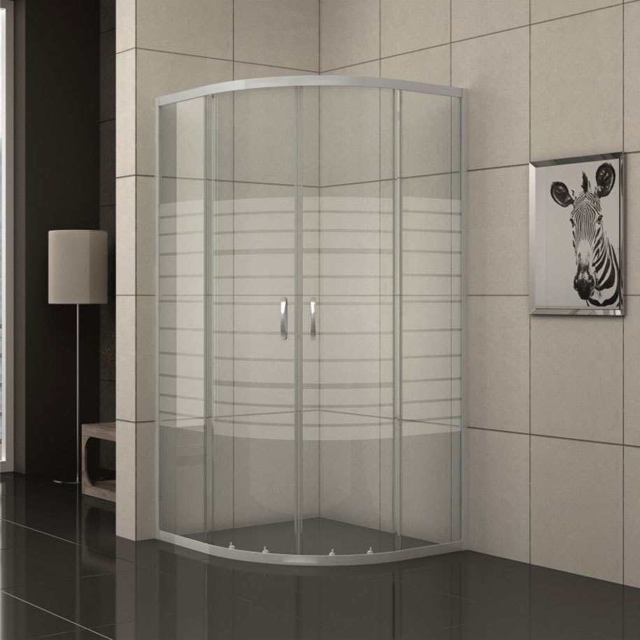 Душ кабина 90x90 см INTER CERAMIC ЕММА NEW, овална, стъкло с декор