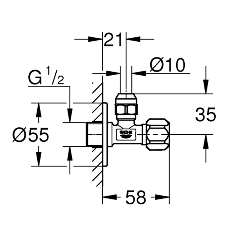 ЪГЛОВ КРАН 1/2Х3/8 GROHE 22029000 ЪГЛОВ КРАН 1/2Х3/8 GROHE 22029000