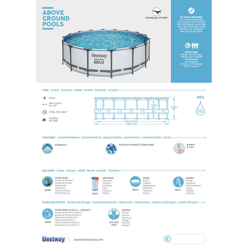 БАСЕЙН 488X122 ФИЛ BESTW 5612Z STEEL PRO БАСЕЙН 488X122 ФИЛ BESTW 5612Z STEEL PRO
