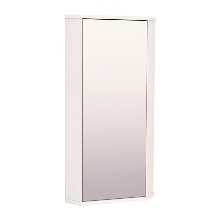 INTER CERAMIC SIDNI Corner Bathroom Mirror Cabinet, White, 28.8x28.8x80 cm