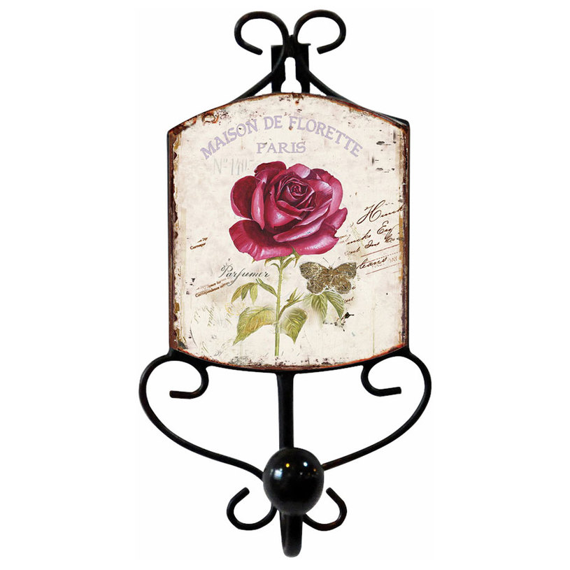 ЕДИНИЧНА МЕТАЛНА ЗАКАЧАЛКА ЧЕРНА С РОЗА ЕДИНИЧНА МЕТАЛНА ЗАКАЧАЛКА ЧЕРНА С РОЗА