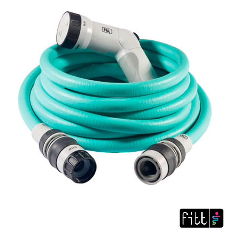 FITT IKON Expandable Garden Hose 8-15 m, 1/2", with Spray Gun and Quick Fittings