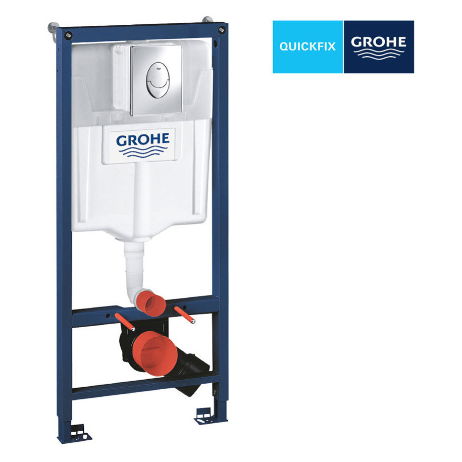 GROHE Rapid SL 3-in-1 WC Frame with 9 l Cistern and Skate Air Flush Plate, 1.13 m Installation Height