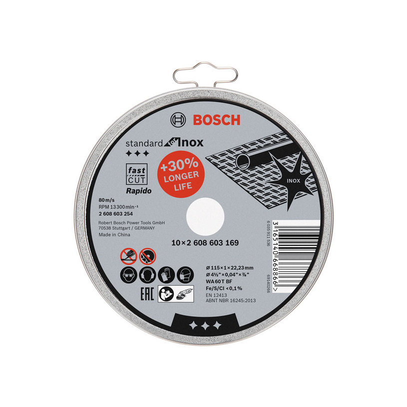 >BOSCH 10БР. ДИСКОВЕ INOX 115 Х 1 MM >BOSCH 10БР. ДИСКОВЕ INOX 115 Х 1 MM