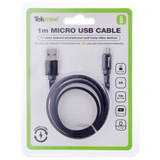 КАБЕЛ USB/MICRO USB ПЛЕТЕН 2A/1M TEKMEE КАБЕЛ USB/MICRO USB ПЛЕТЕН 2A/1M TEKMEE