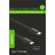 КАБЕЛ VSMOBILE USB-C PD/QC 3A, 1 m BLACK КАБЕЛ VSMOBILE USB-C PD/QC 3A, 1 m BLACK