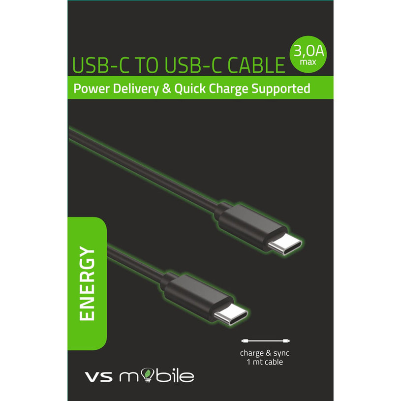 ***КАБЕЛ USB-C PD/QC 3A, 1 m BLACK ***КАБЕЛ USB-C PD/QC 3A, 1 m BLACK