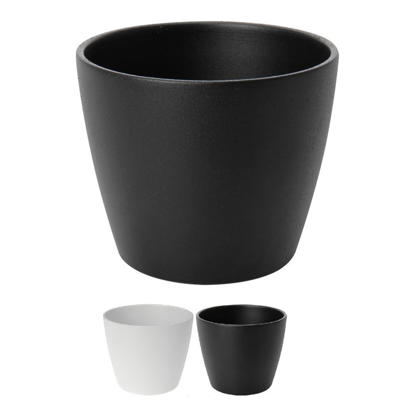 КЕРАМИЧНА КАШПА Ф15х12cm БЯЛО/ЧЕРНО КЕРАМИЧНА КАШПА Ф15х12cm БЯЛО/ЧЕРНО