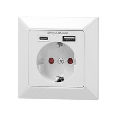 &КОНТАКТ ЕДИНИЧЕН ШУКО 16A USB A+C 2.8A &КОНТАКТ ЕДИНИЧЕН ШУКО 16A USB A+C 2.8A