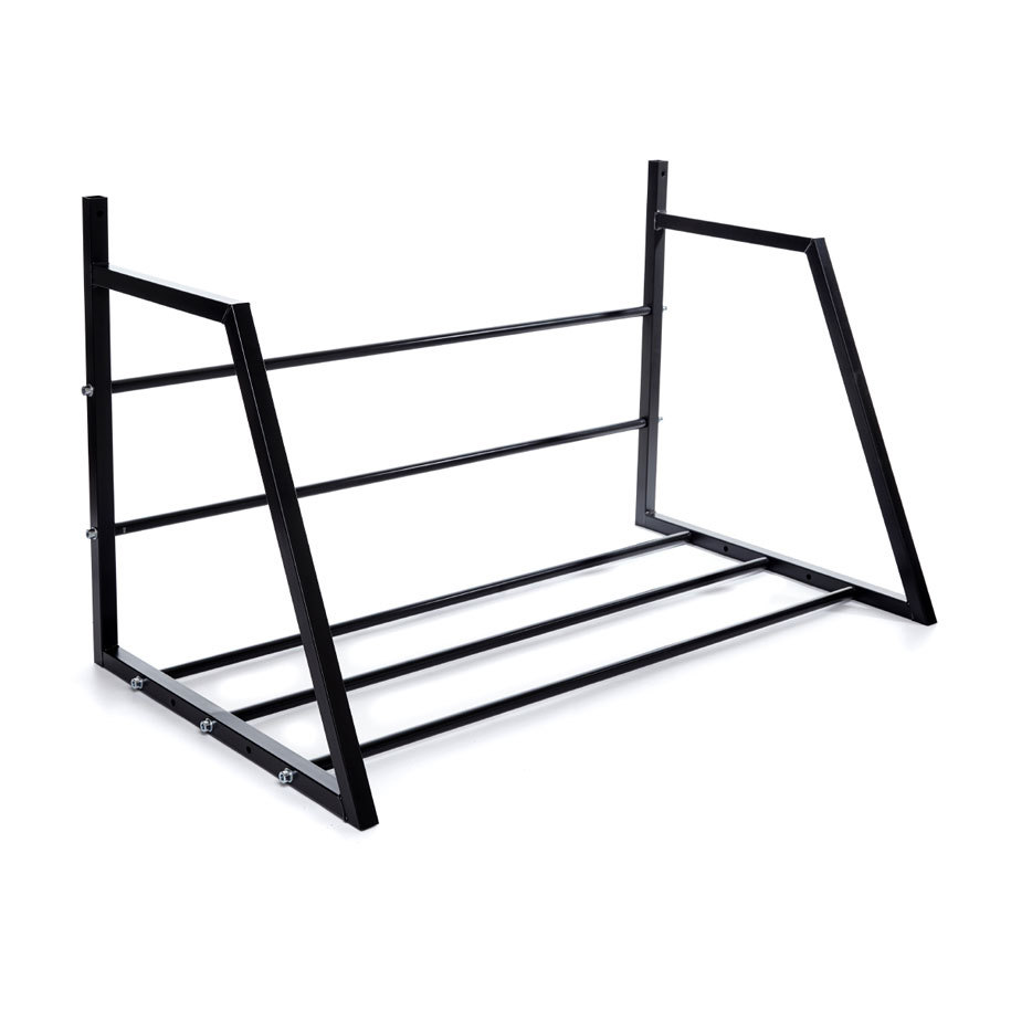 Metal rack that frees up garage floor space