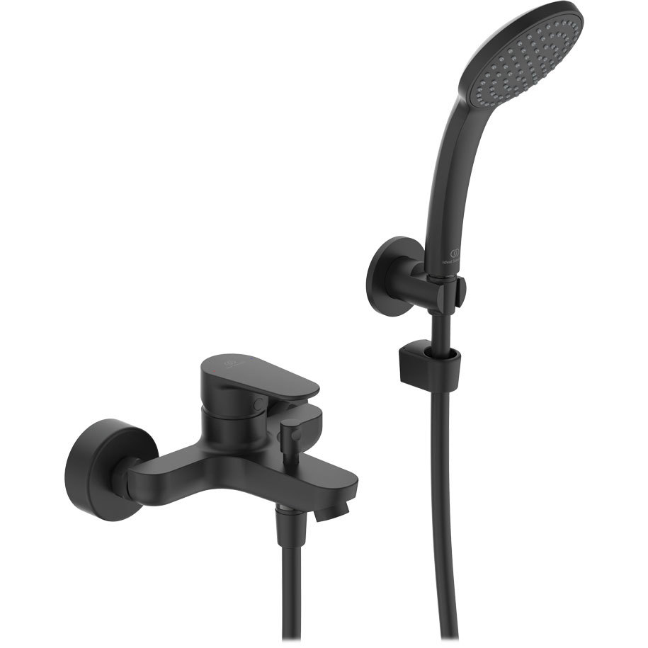 Смесител за вана и душ Ideal Standard Cerafine O BC706XG, стенен, с душ комплект, Silk Black