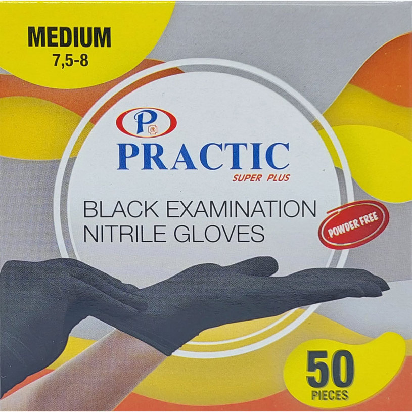 *PRACTIC Нитрилни ръкавици черни 50бр М