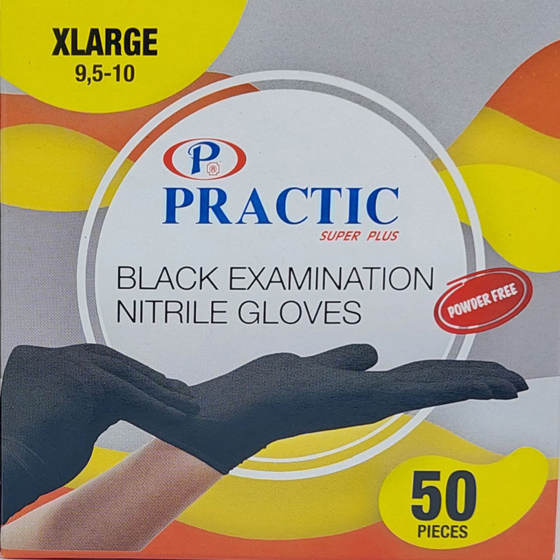 *PRACTIC Нитрилни ръкавици черни 50бр XL