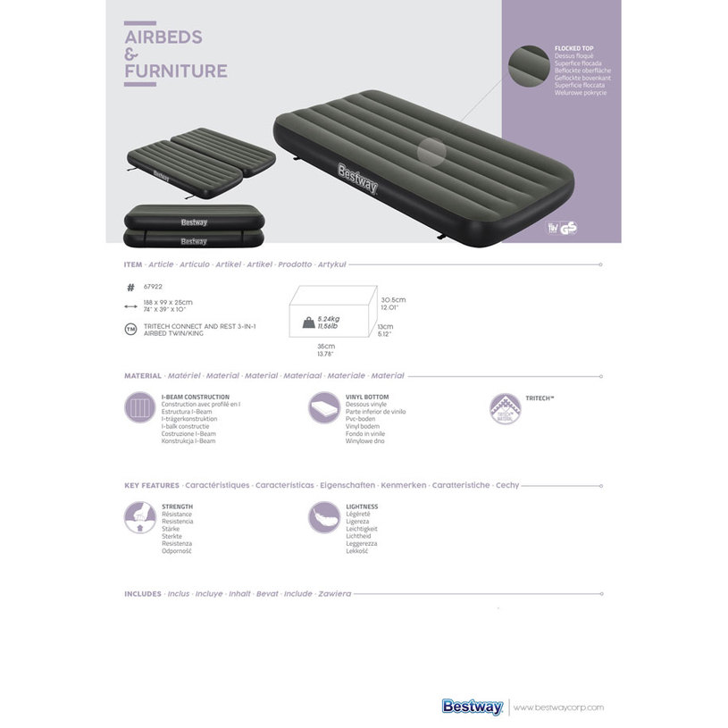 НАДУВАЕМ МАТРАК 188x99x25 3в1 BEST 67922 НАДУВАЕМ МАТРАК 188x99x25 3в1 BEST 67922