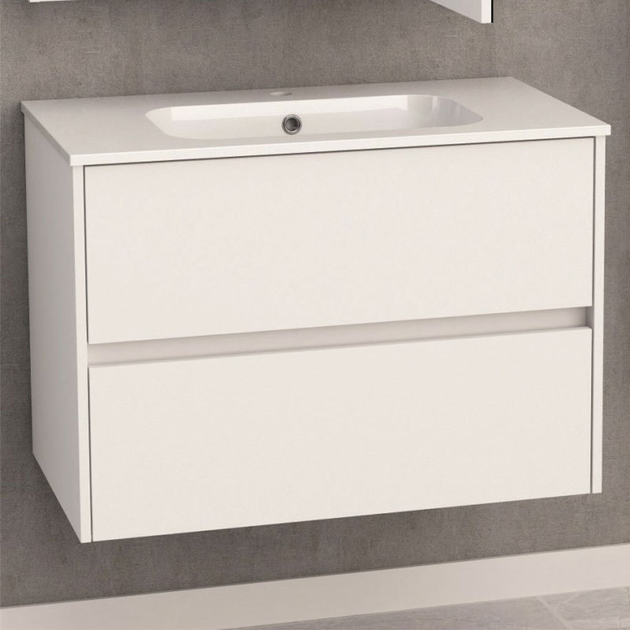Two soft-close drawers keep everyday essentials in order