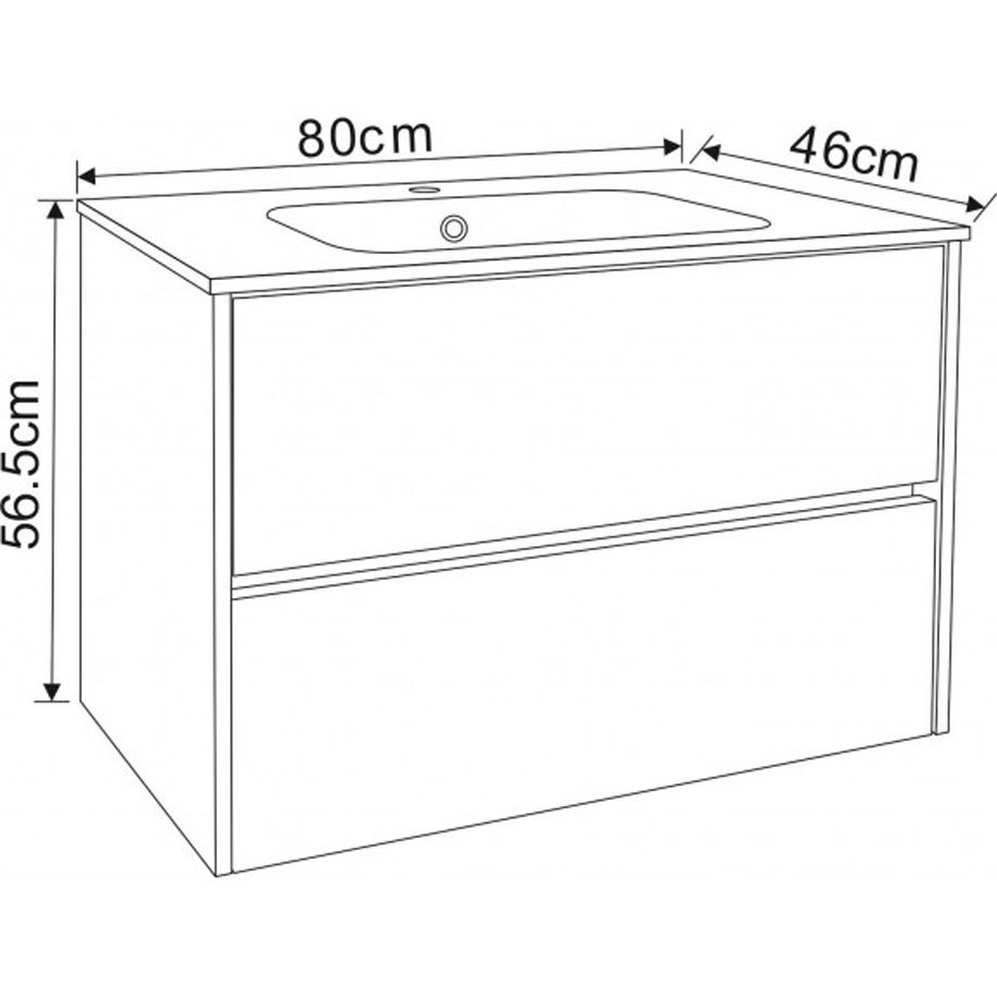 Wall-hung installation with a basin ready for a mixer