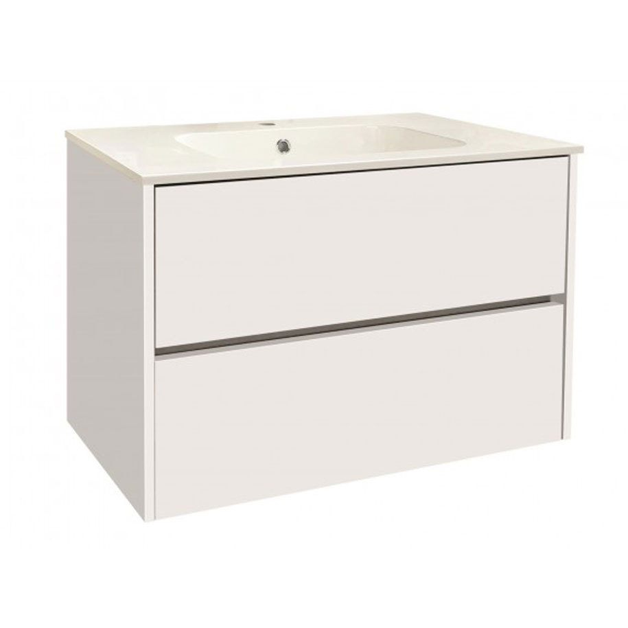 INTER CERAMIC 7955 Bathroom Vanity with Basin, 80 cm, White PVC