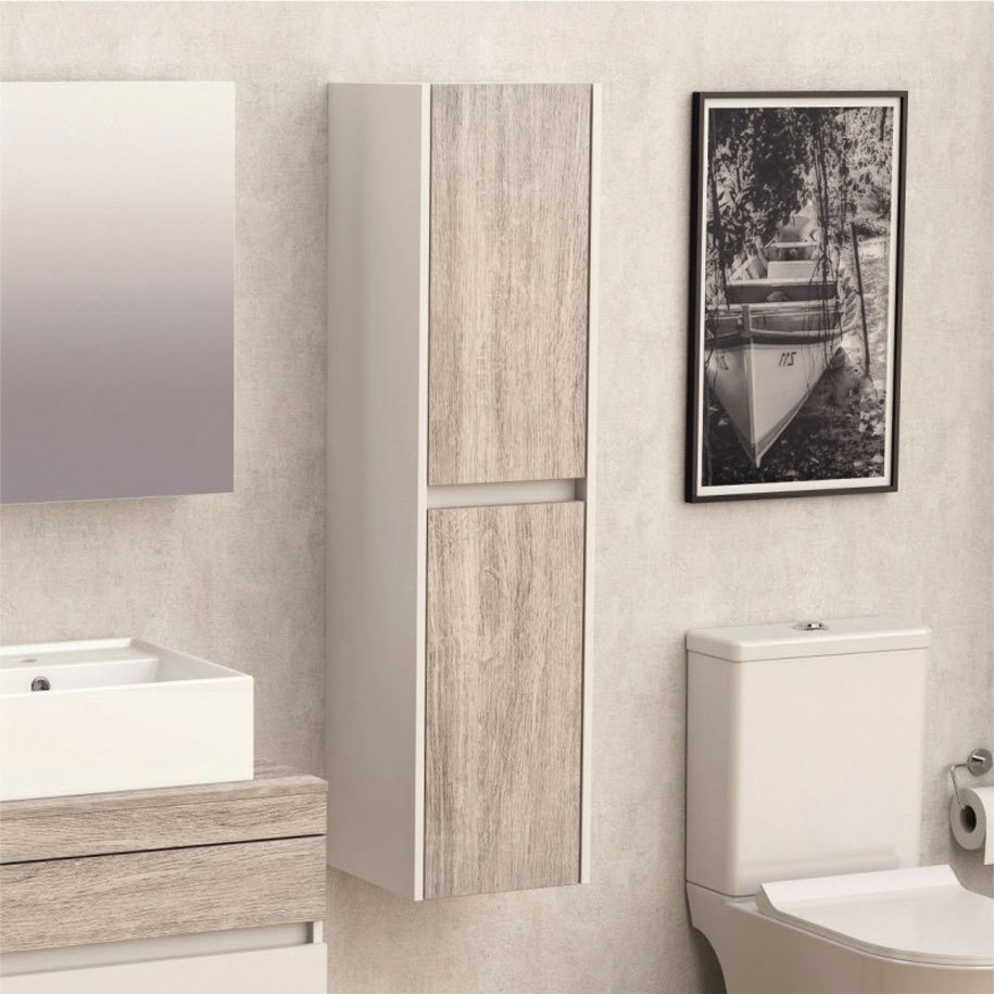 INTER CERAMIC Bathroom Tall Cabinet 30x30x120 cm, White/Wood