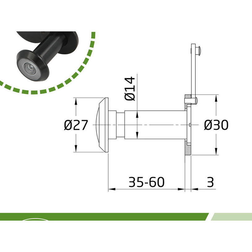 Шпионка мод.3, черен мат, ?14, 35-60 мм Шпионка мод.3, черен мат, ?14, 35-60 мм