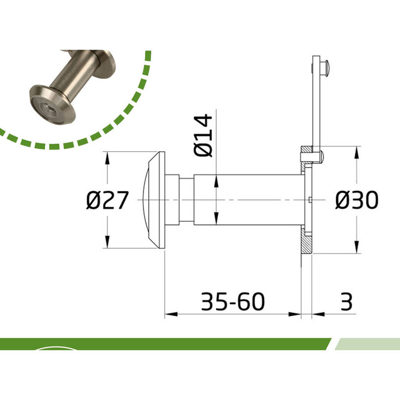 Шпионка мод.3, никел сатен,?14, 35-60 мм Шпионка мод.3, никел сатен,?14, 35-60 мм