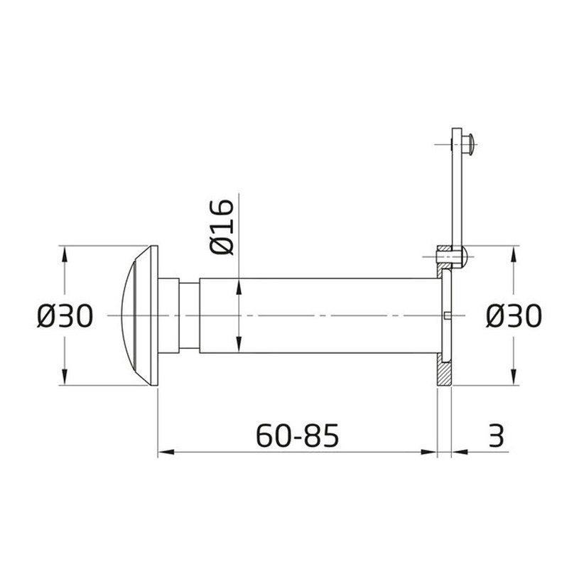 Шпионка мод.5, ?16, 60-85 мм, черен мат Шпионка мод.5, ?16, 60-85 мм, черен мат