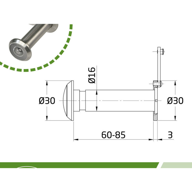 Шпионка мод.5,?16, 60-85 мм, сатен никел Шпионка мод.5,?16, 60-85 мм, сатен никел