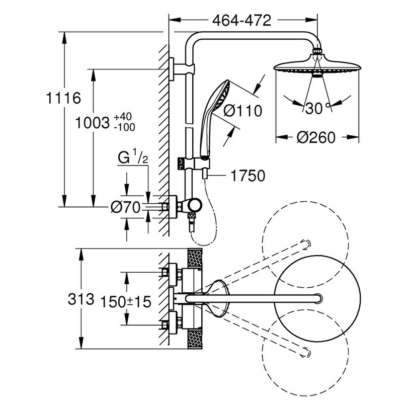 ДУШ СИСТЕМА VITALIO JOY260 THM 27298003@ ДУШ СИСТЕМА VITALIO JOY260 THM 27298003@