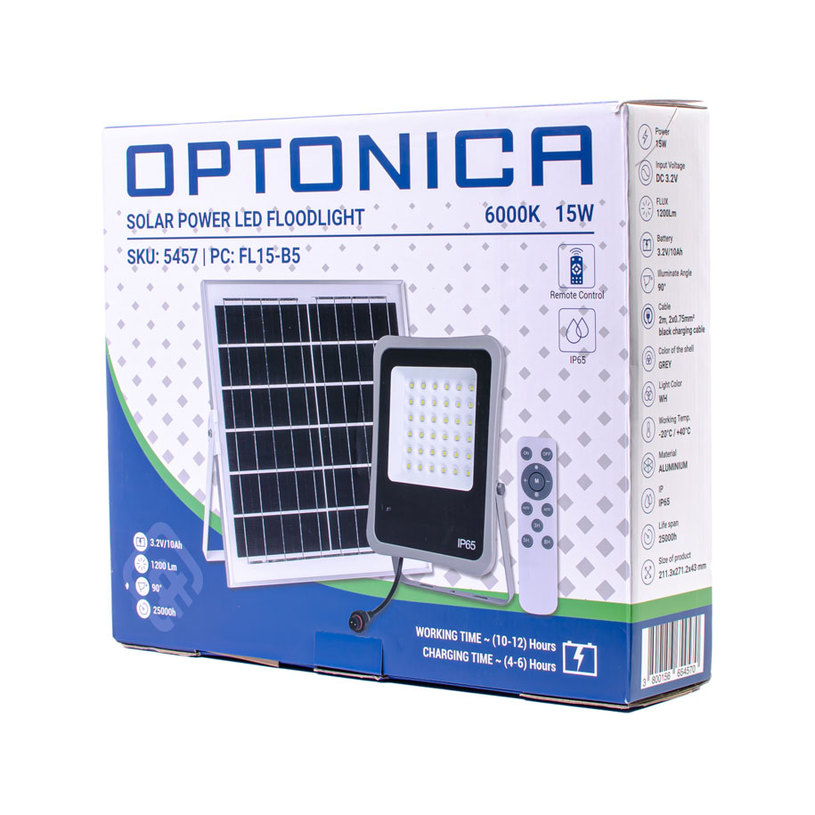 &LED СОЛАРЕН ПРОЖЕКТОР 15W 6K OPTONICA^ &LED СОЛАРЕН ПРОЖЕКТОР 15W 6K OPTONICA^