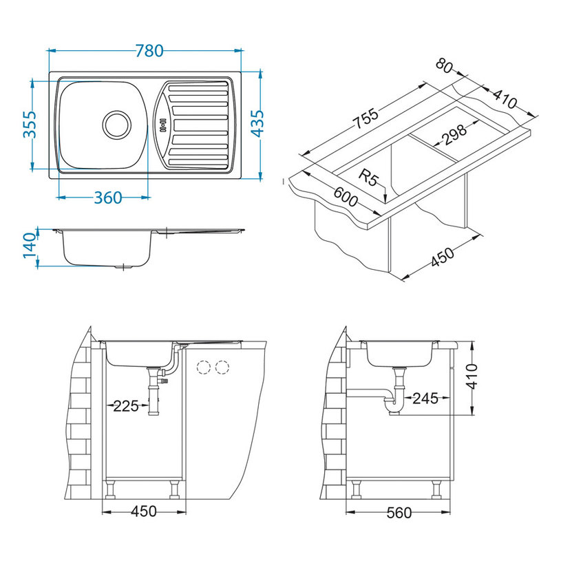 **КУХНЕНСКА МИВКА BASIC 150 ЛЯВА@ **КУХНЕНСКА МИВКА BASIC 150 ЛЯВА@