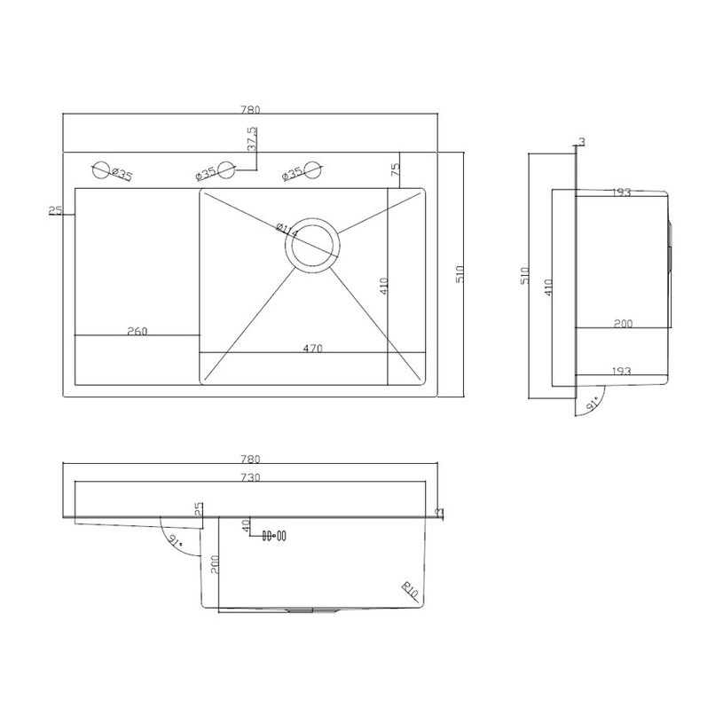 #МИВКА АЛПАКА 78Х51Х20 СМ HM7951B ЧЕРНА@ #МИВКА АЛПАКА 78Х51Х20 СМ HM7951B ЧЕРНА@