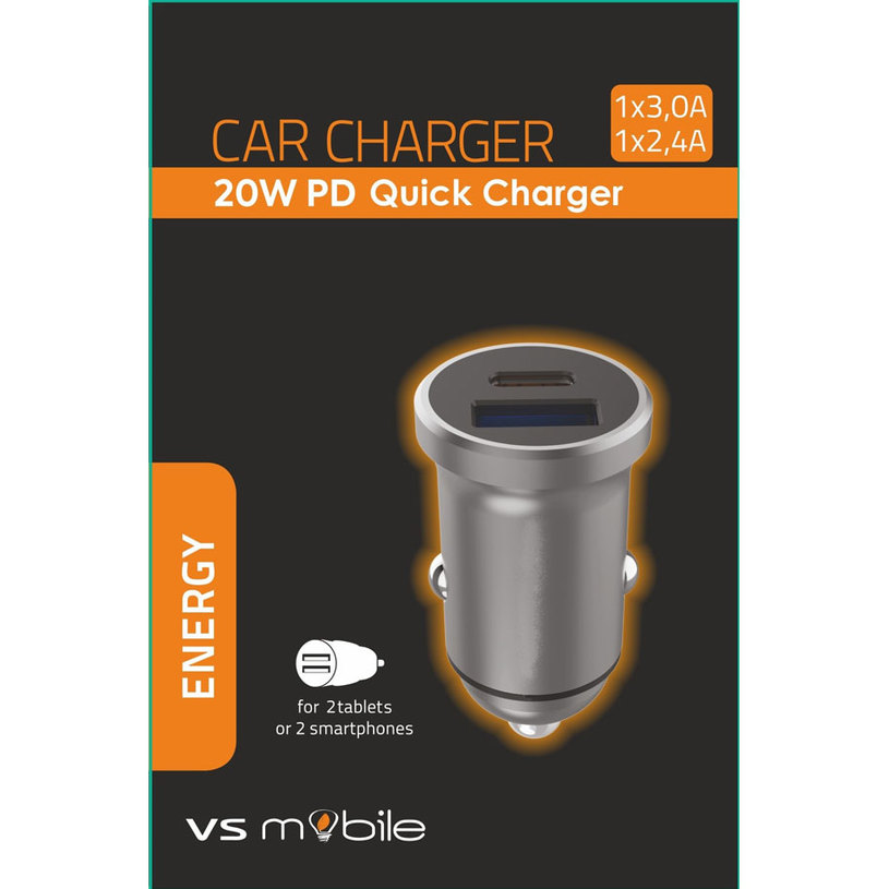 *ЗАРЯДНО 12V VSMOBILE 20W PD USB-A+USB-C *ЗАРЯДНО 12V VSMOBILE 20W PD USB-A+USB-C
