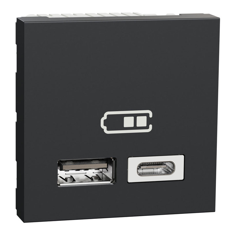 ДВОЙНО USB ЗАРЯДНО A+C АНТРАЦИТ UNICA^^ ДВОЙНО USB ЗАРЯДНО A+C АНТРАЦИТ UNICA^^
